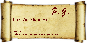 Pázmán György névjegykártya