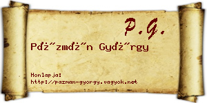 Pázmán György névjegykártya